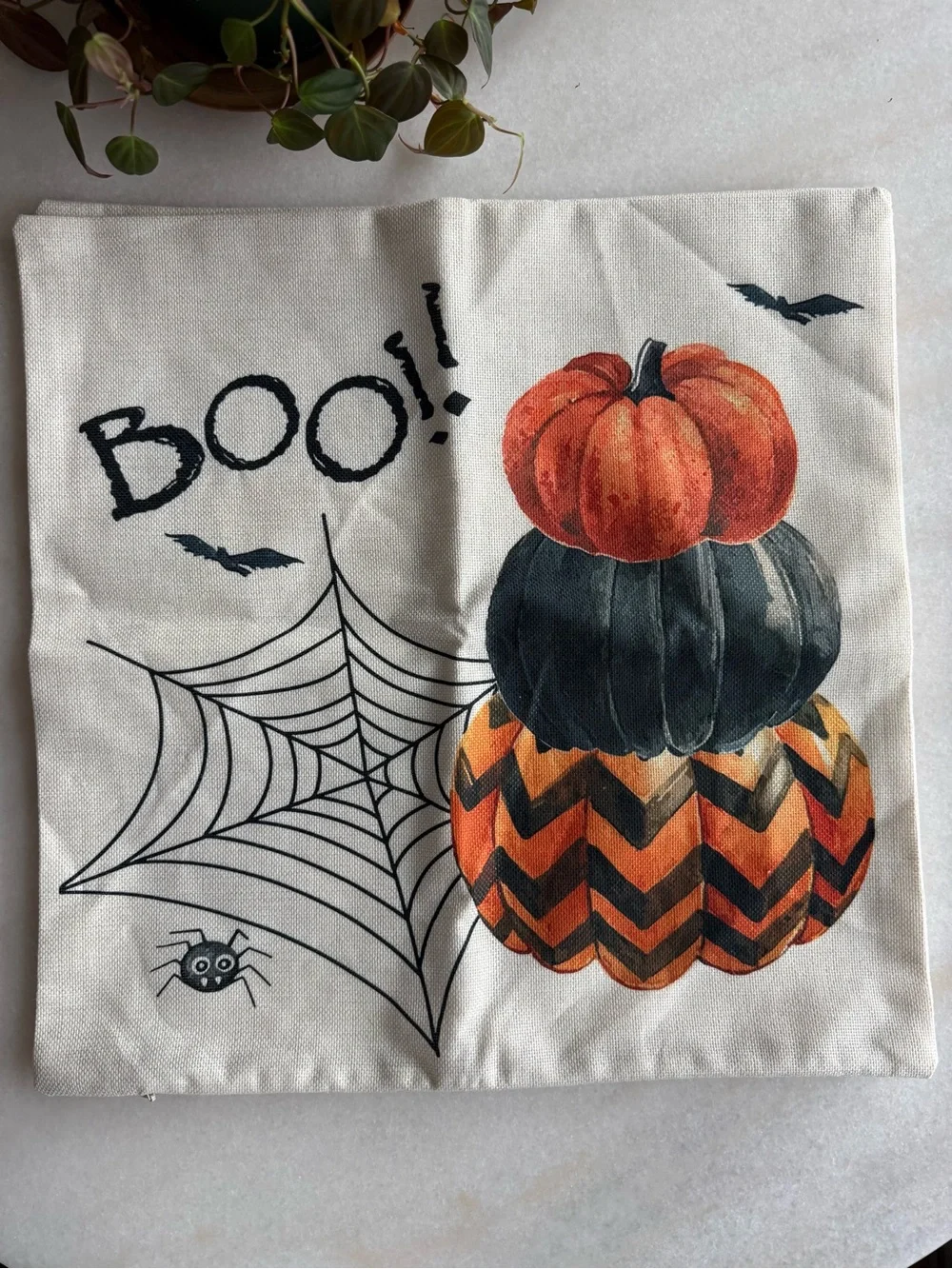 Halloween Cat Pumpkin Throw Pillow Covers - Black cat and Pumpkin stack 2 qty